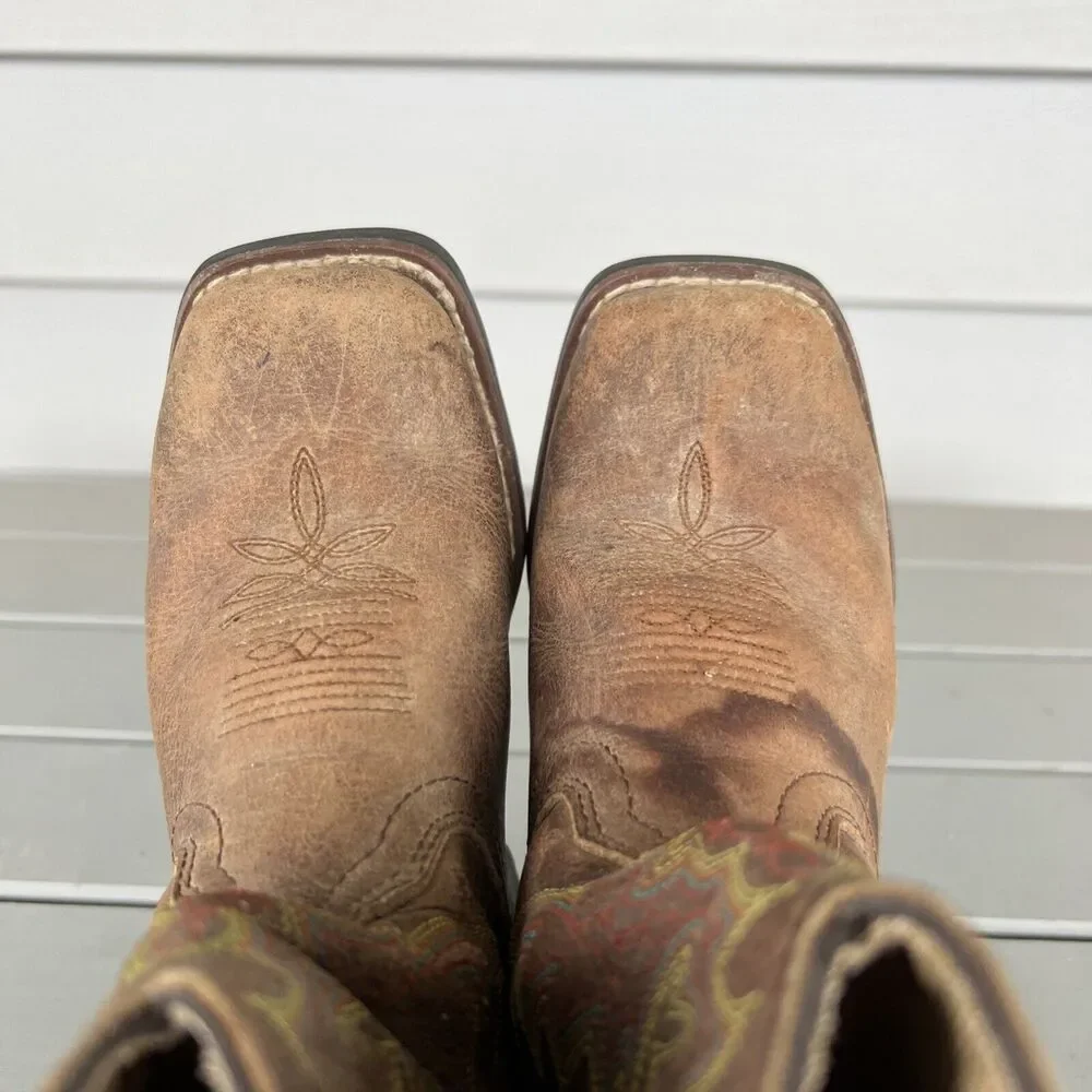 Tony Lama Youth Size 11.5 D LL906 Brown Leather Cowboy Western Boots Shoes